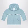 Givenchy Light Blue Zip Hoodie With Logo In Blue