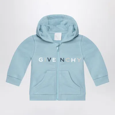 GIVENCHY LIGHT BLUE ZIP HOODIE WITH LOGO