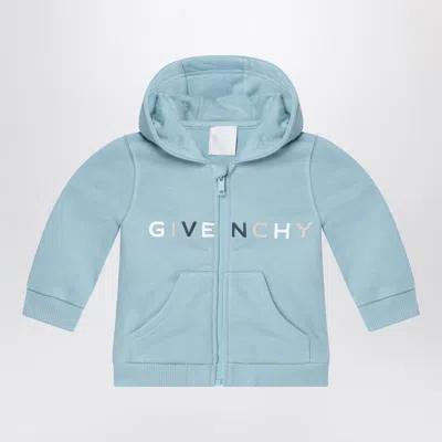 Givenchy Light Blue Zip Hoodie With Logo