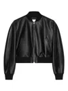 Givenchy Lambskin Cropped Bomber Jacket In Black