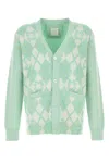 Givenchy Cardigan En Laine Argyle Monogramme 72 In Light Green