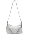 Givenchy Mini Voyou Grey Shoulder Bag With Buckles Embellishment In Leather Woman In Light Grey