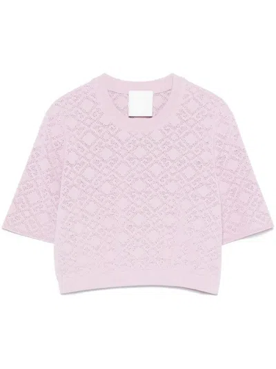 GIVENCHY LIGHT PINK LOGO-KNIT CROP TOP