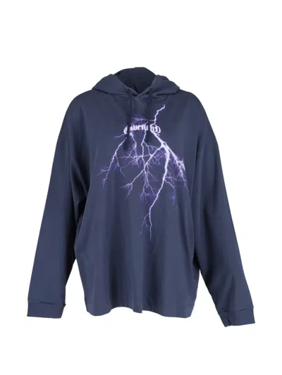 Pre-owned Givenchy Lightning Printed Drawstring Hoodie In Blue