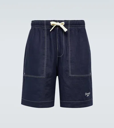 Givenchy Linen Bermuda Shorts In Navy