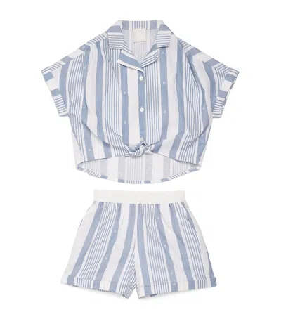 Givenchy Kids' Linen-cotton Shirt And Shorts Set In Blue