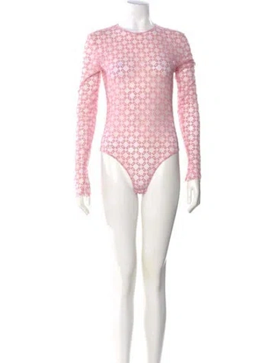 Pre-owned Givenchy Linen Graphic Print Bodysuit In Pink
