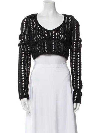 Pre-owned Givenchy Linen Scoop Neck Sweater In Black