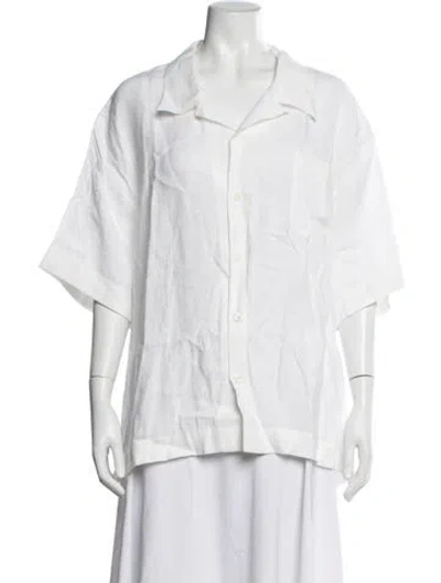 Pre-owned Givenchy Linen Short Sleeve Button-up Top W/ Tags In White