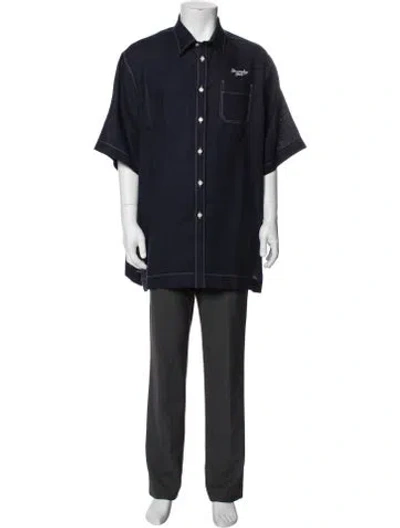 Pre-owned Givenchy Linen Short Sleeve Shirt In Blue