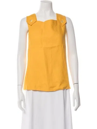 Pre-owned Givenchy Linen Square Neckline Top In Yellow