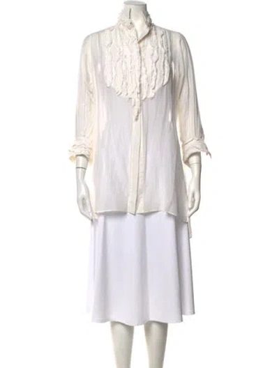 Pre-owned Givenchy Linen Three-quarter Sleeve Blouse In Neutrals