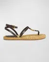 Givenchy Liquid 4g Leather Thong Espadrille Sandals In 219-ebonynatural