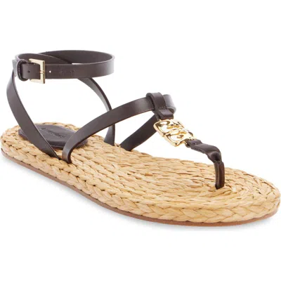 Givenchy 4g Liquid Embellished Raffia And Leather Sandals In Brown