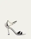 Givenchy Liquid 4g Metallic Ankle-strap Sandals In Silverygolden