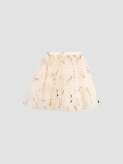 Givenchy Kids' Little Girl's Floral-embroidered Tulle Midi-skirt In White