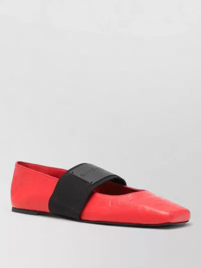 Givenchy Loafers Buckle Strap Elastic Band Square Toe In Red