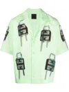 Givenchy Lock Camp-collar Cotton-poplin Shirt In Green