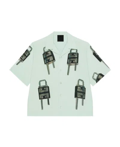 Givenchy Lock 4g-print Cotton Shirt In White