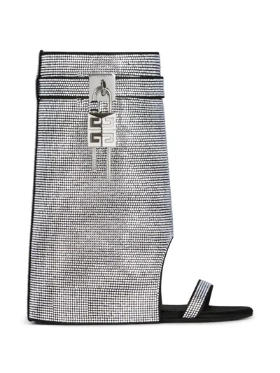 Givenchy Lock Ankle Sandals In Silver