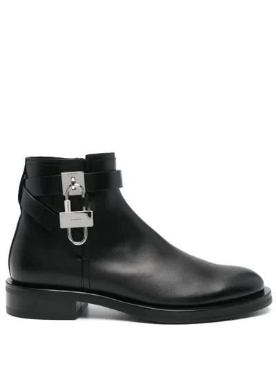 Givenchy Lock Black Leather Ankle Boots