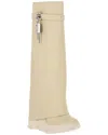 Givenchy Shark Lock Pant Shaft Leather Biker Boot In Neutral