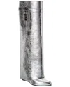 Givenchy Lock Leather Knee-high Boot In Silver