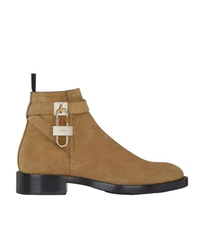 Givenchy Lock Logo Detail Boots In Light Brown