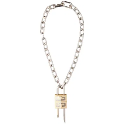 Givenchy Lock Silver-tone Chain Necklace In Metallic