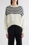 Givenchy 4g Striped Sweater In Wool And Cotton In White/navy