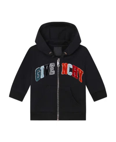 Givenchy Logo-appliqué Zip-up Hooded Jacket In Black