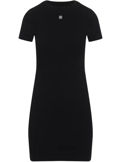 Givenchy Fitted Ribbed Cotton Mini Dress In Black