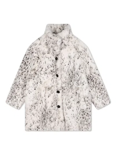 Givenchy Kids' Logo-appliqué Faux-fur Coat In Neutrals
