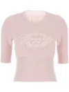 Givenchy Ribbed Crewneck Knitwear Half-length Sleeves In Pink
