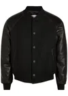 Givenchy Mixed Material Bomber Jacket Leather Panels In Black