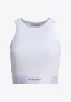 Givenchy White Ribbed Stretch Cotton Cropped Tank Top In White