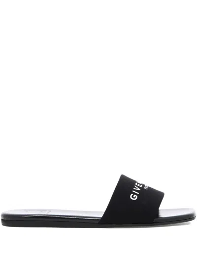 Givenchy Logo-band Flat Sandals In Black
