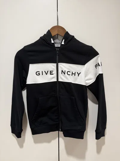 Pre-owned Givenchy Logo Band Zip-up Hoodie In Black