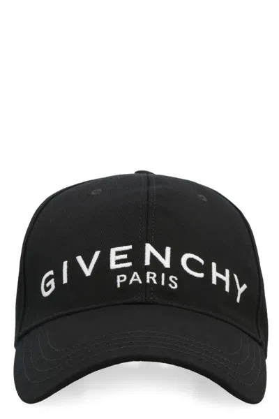 Givenchy Logo Cotton Baseball Cap In Black