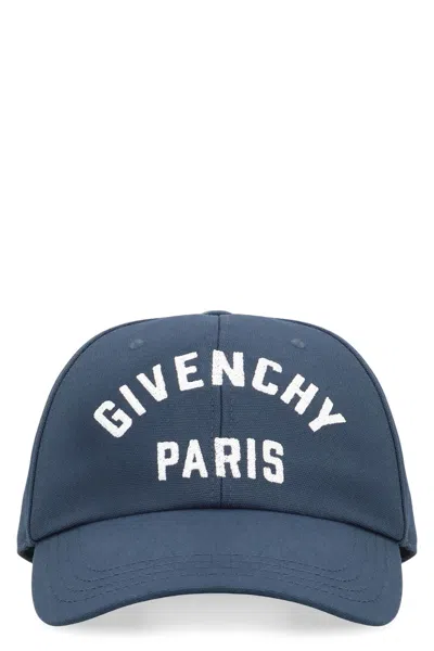 Givenchy Men Baseball Cap With Embroidered Logo In Blue