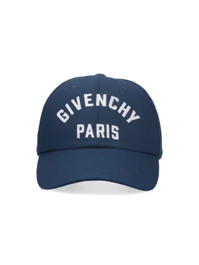 Givenchy Men Baseball Cap With Embroidered Logo In Blue