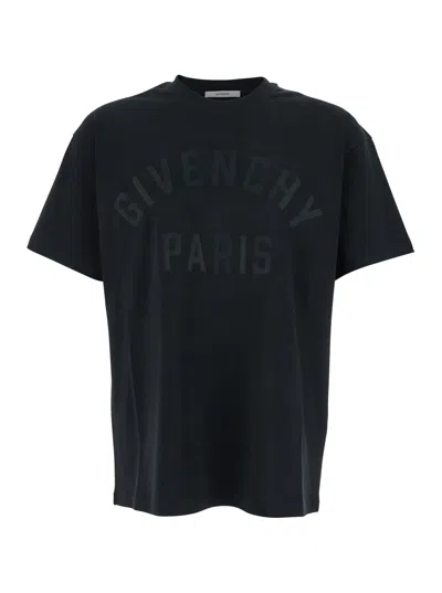 Givenchy Black T-shirt With Maxi Logo On The Front In Cotton Man