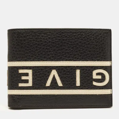 Pre-owned Givenchy Logo Black Leather Bifold Wallet