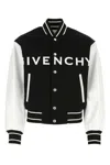 Givenchy Men Two-tone Wool Blend And Leather Bomber Jacket In Black