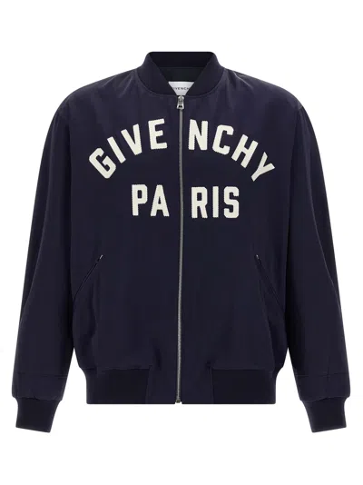 Givenchy Logo Bomber Jacket Puffer Jackets Blue In Multi