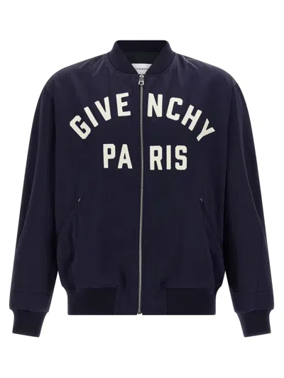 Givenchy Logo Bomber Jacket In Blue