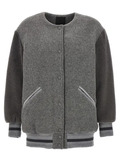 Givenchy Logo Bomber Jacket Casual Jackets, Parka Gray In Grey