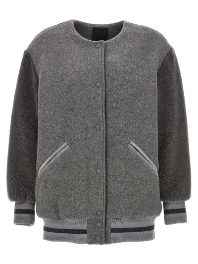 Givenchy Logo Bomber Jacket Casual Jackets, Parka Gray In Grey