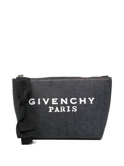 Givenchy Logo Bow Small Make Up Bag In Blue