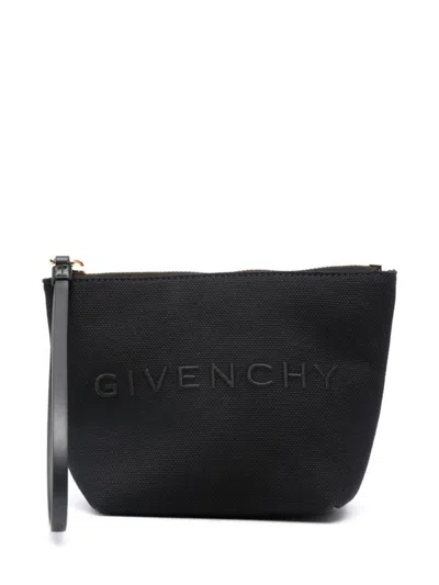 Givenchy Logo Canvas Pouch In Black